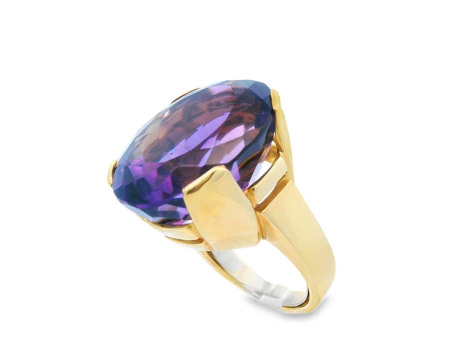 Bague solitaire en or jaune 18 carats 32.4 carats Bon état - En vente à Lexington, KY