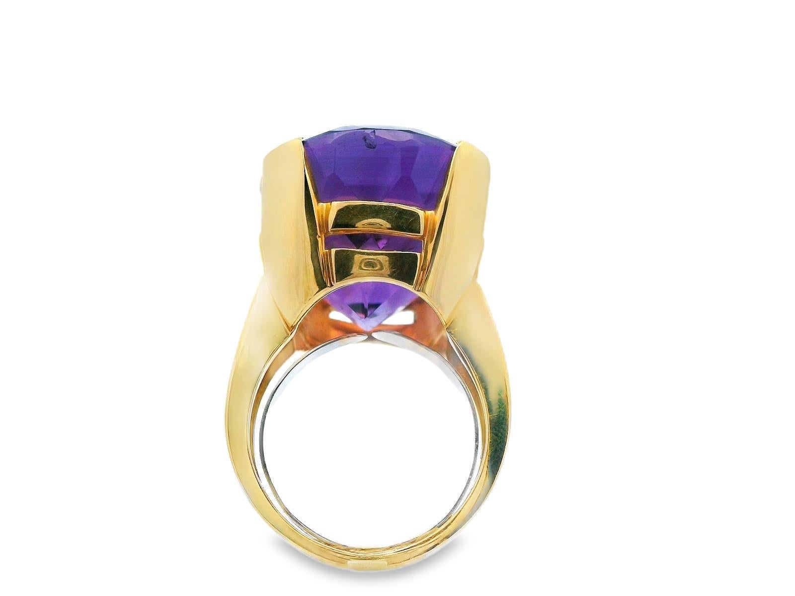 Bague solitaire en or jaune 18 carats 32.4 carats en vente 1