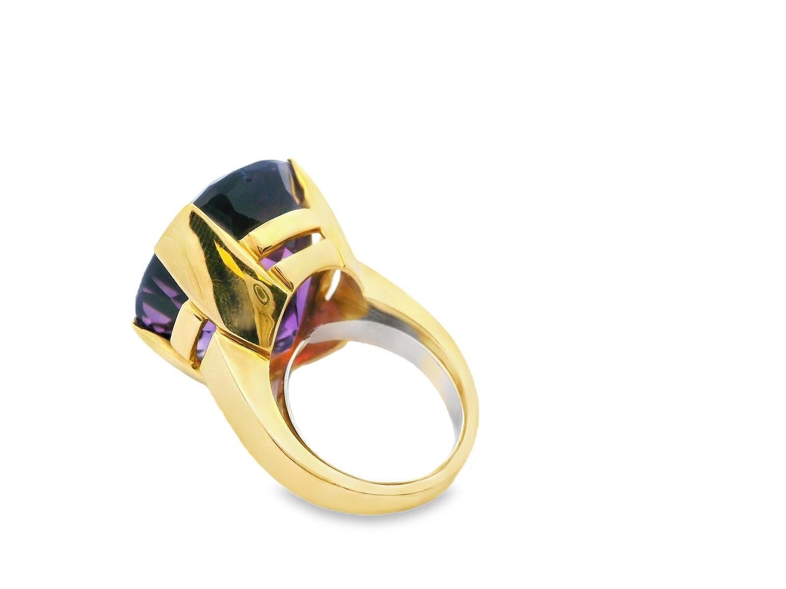 Bague solitaire en or jaune 18 carats 32.4 carats en vente 2