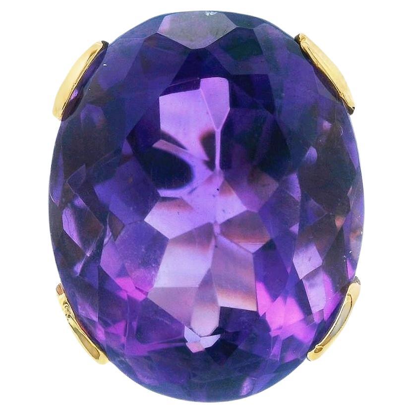 18k Yellow Gold Solitaire Amethyst Ring 32.4CT