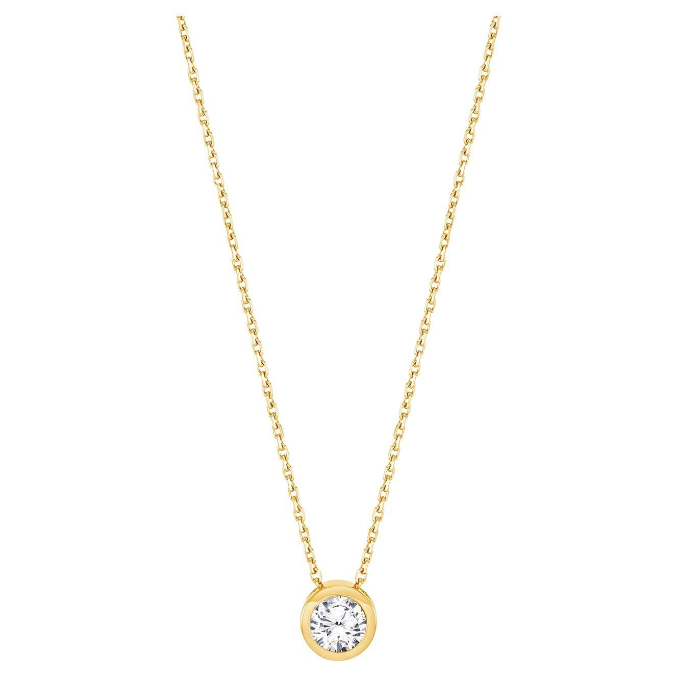 Ciondolo con diamante solitario a cascata in oro giallo 18k