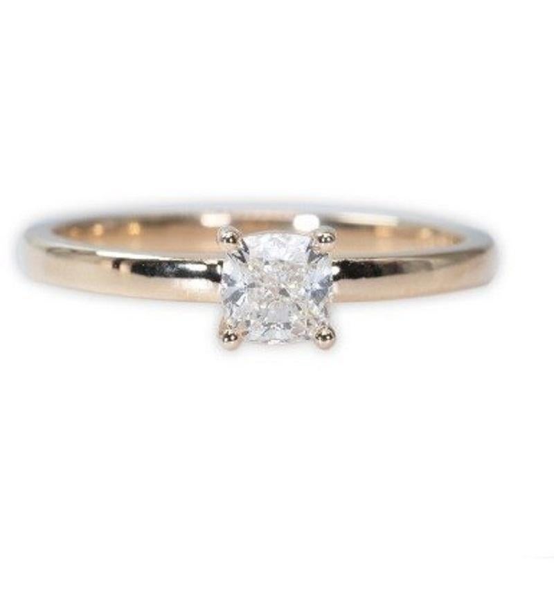 18k Yellow Gold Solitaire Ring w/ 0.61 ct Natural Diamonds, GIA Certificate In New Condition For Sale In רמת גן, IL