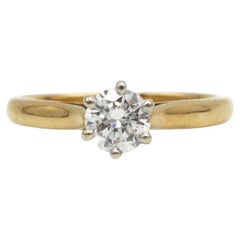 Bague solitaire en or jaune 18 carats avec diamant H SI de 0,50 carat