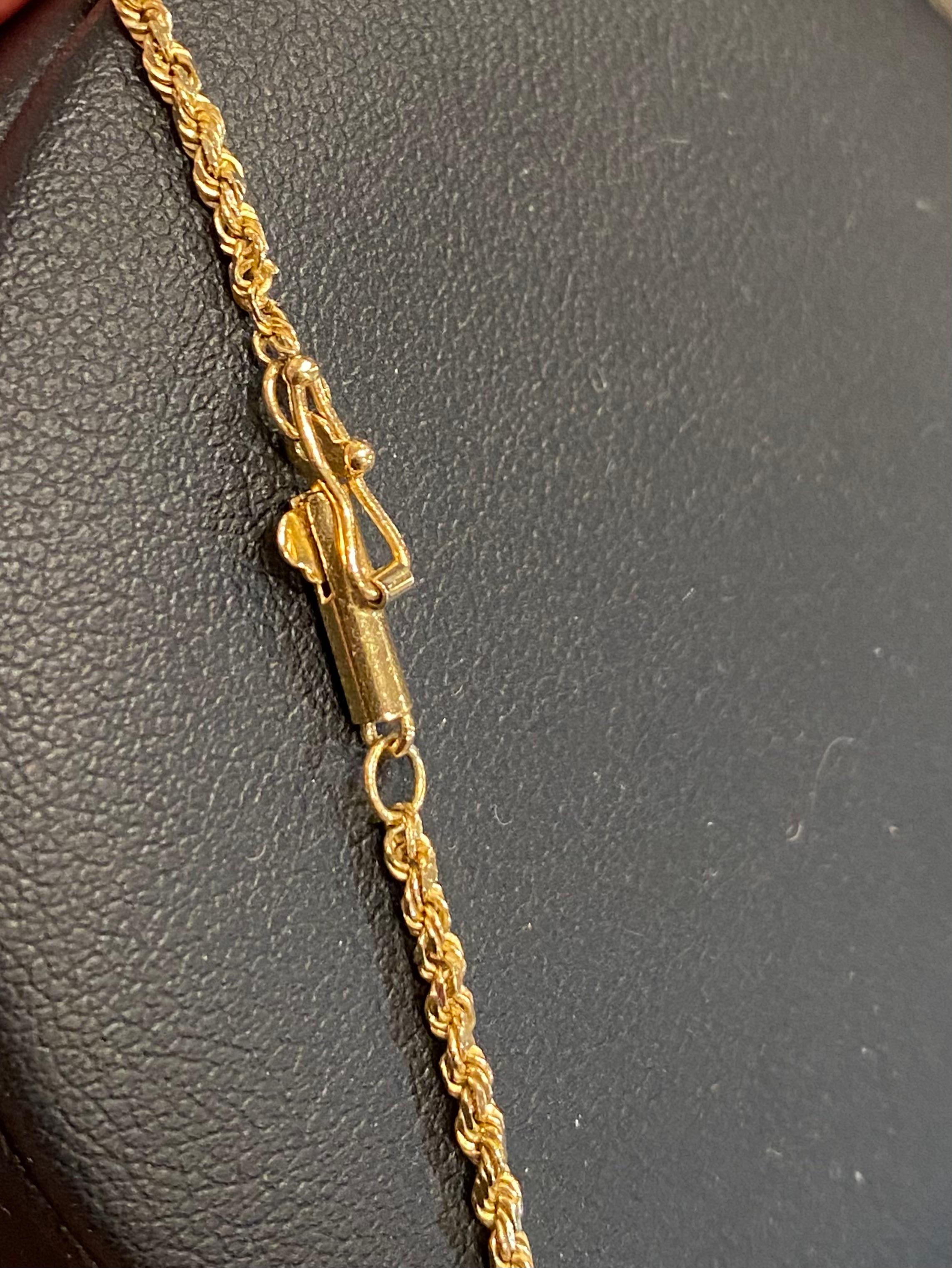 Pendentif en or jaune 18K, perle des mers du Sud sur chaîne Spiga (corde) en or 14K en vente 1