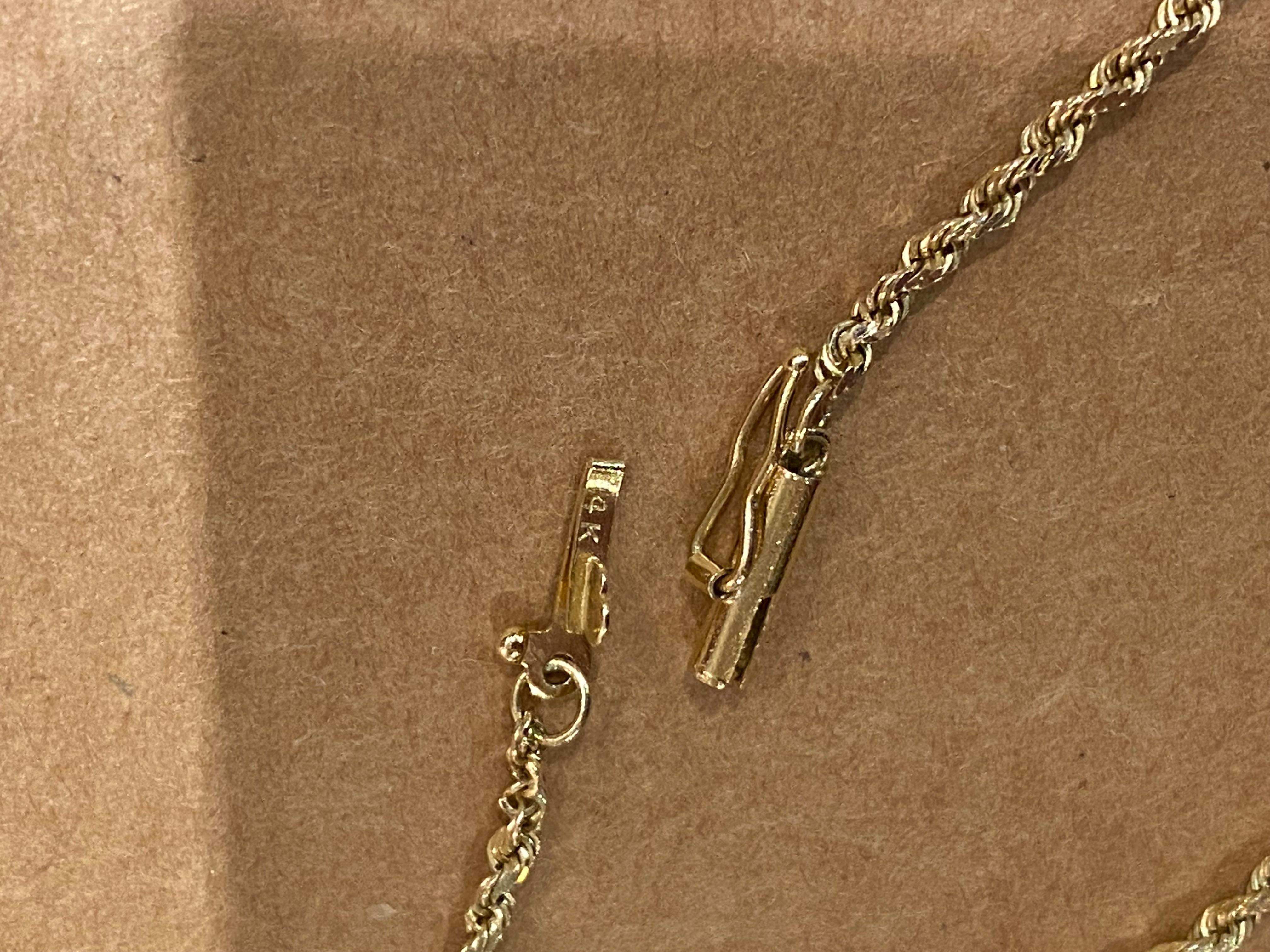 Pendentif en or jaune 18K, perle des mers du Sud sur chaîne Spiga (corde) en or 14K en vente 2