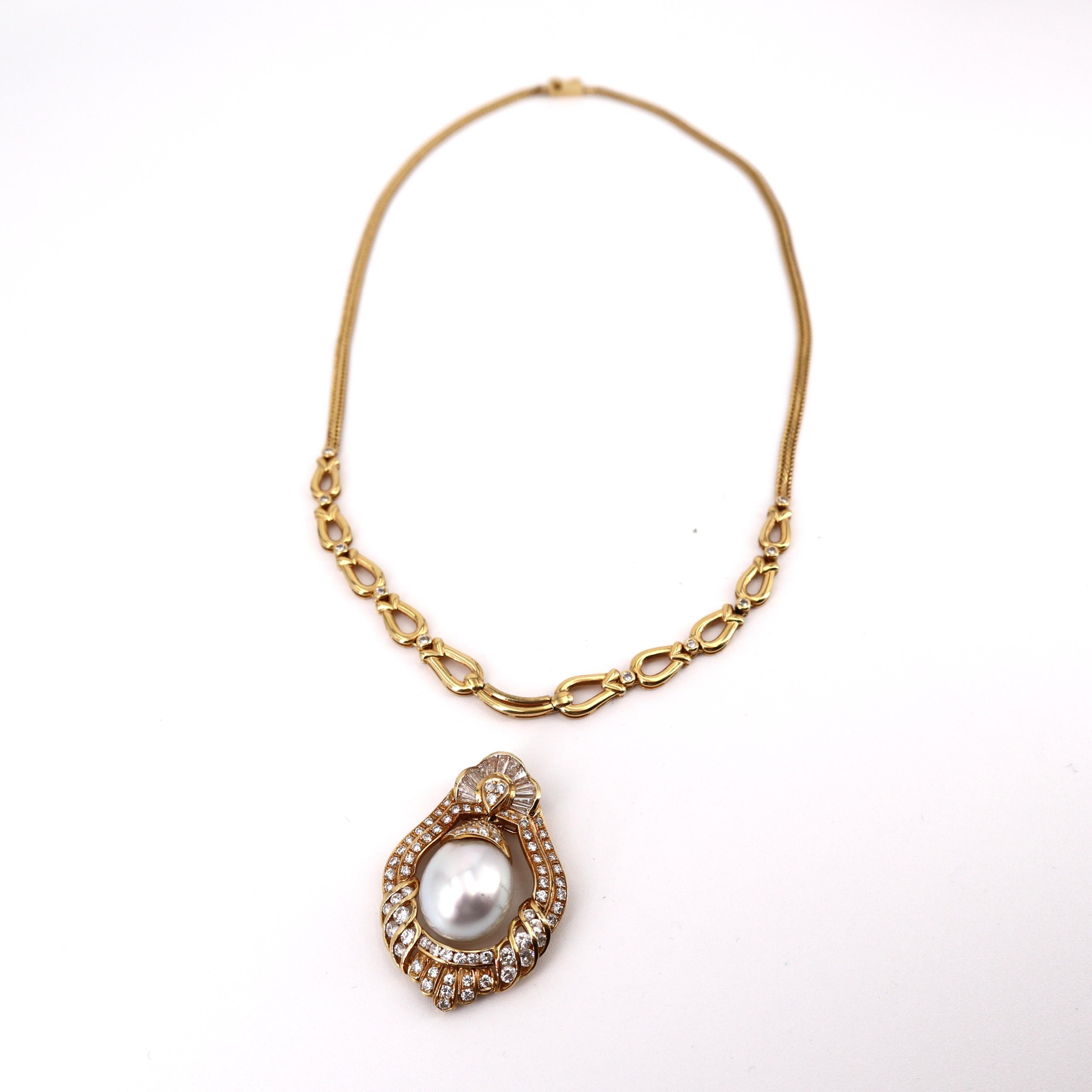 Collar de Perlas del Mar del Sur y Diamantes de Oro Amarillo de 18 K en venta 6