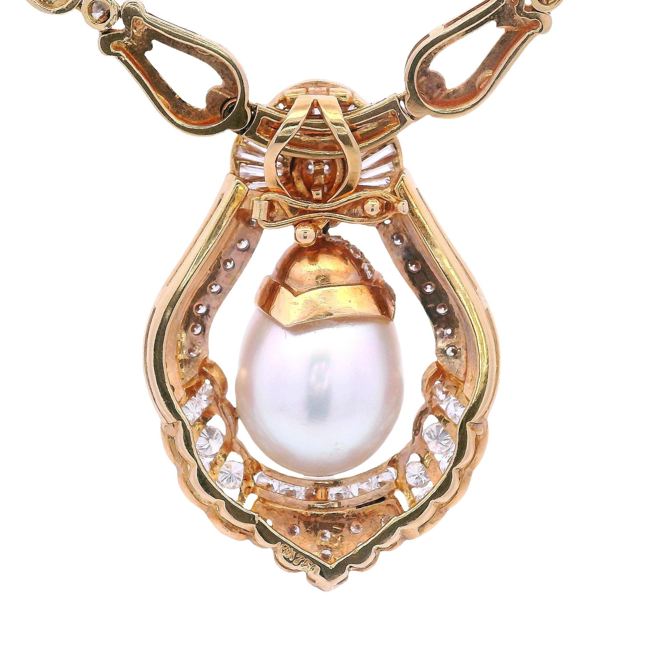 Collar de Perlas del Mar del Sur y Diamantes de Oro Amarillo de 18 K en venta 4