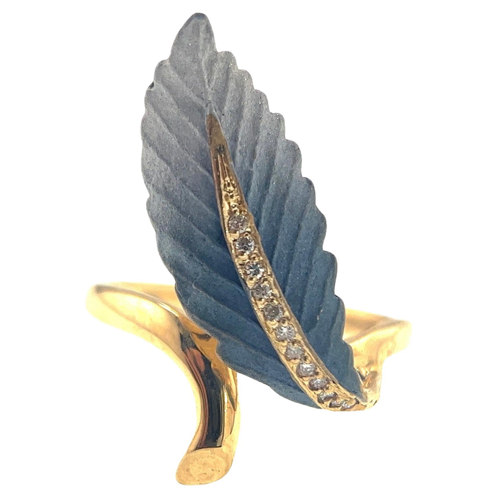 18K Yellow Gold Special Gold Powder Colored Ring with Diamonds
