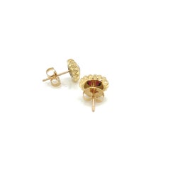 18k Yellow Gold Spiked Stud Earrings with Step Cut Garnet