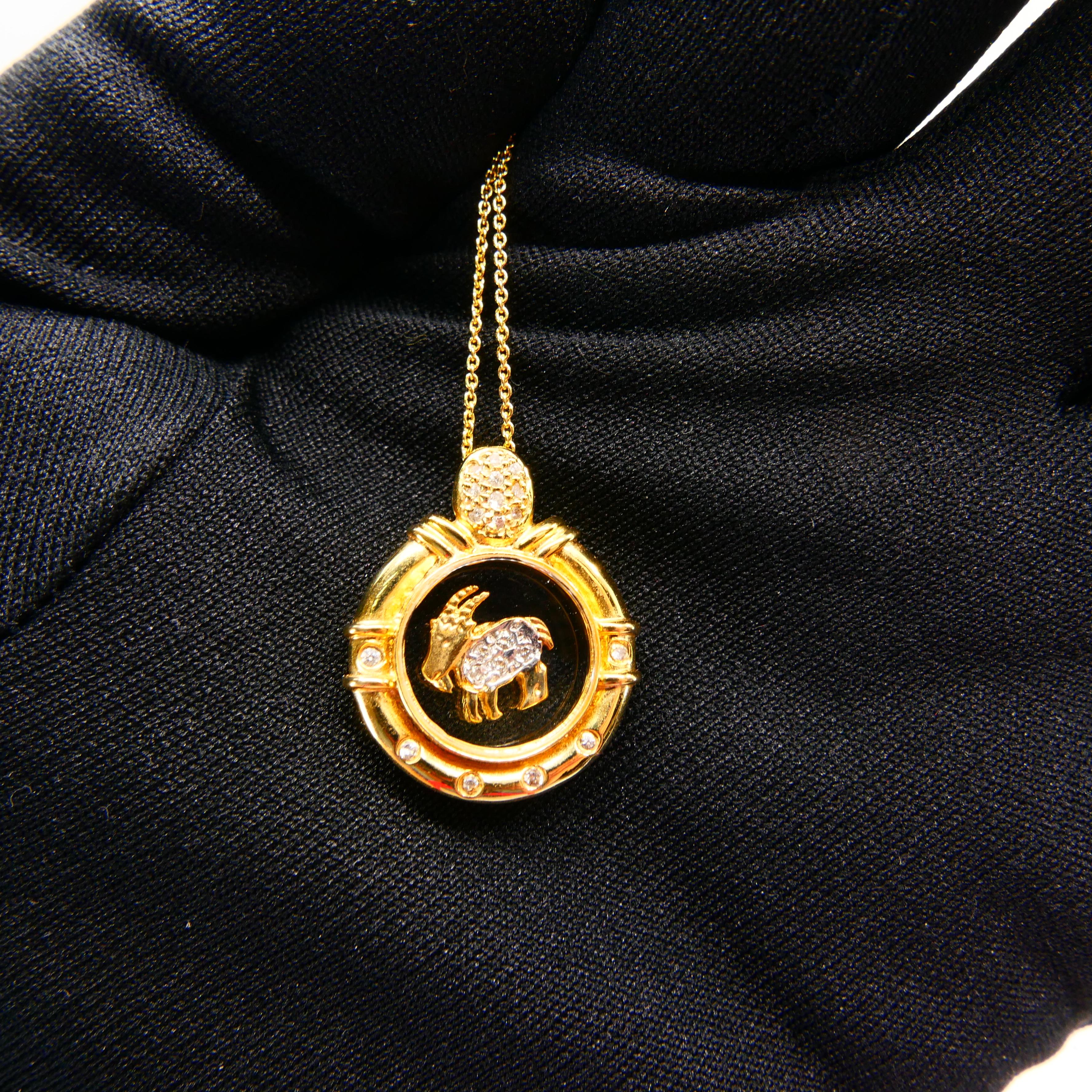 18 Karat Yellow Gold Spinning Goat Sheep Pendant. Chinese Zodiac Of The Sheep. For Sale 1