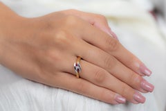 Bague de vagues marines carrées en or jaune 18 carats avec diamants