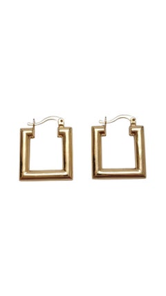 18K Yellow Gold Square Hoop Earrings #21959