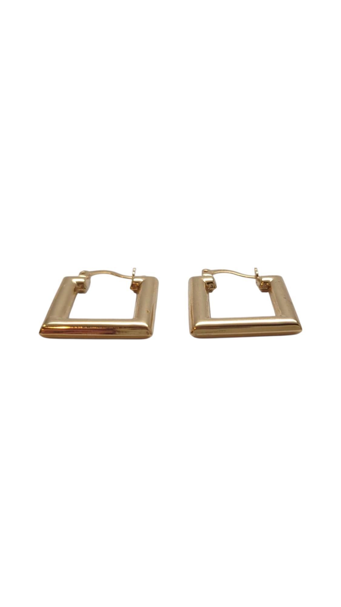 Women's 18K Yellow Gold Square Hoop Earrings #21959 For Sale