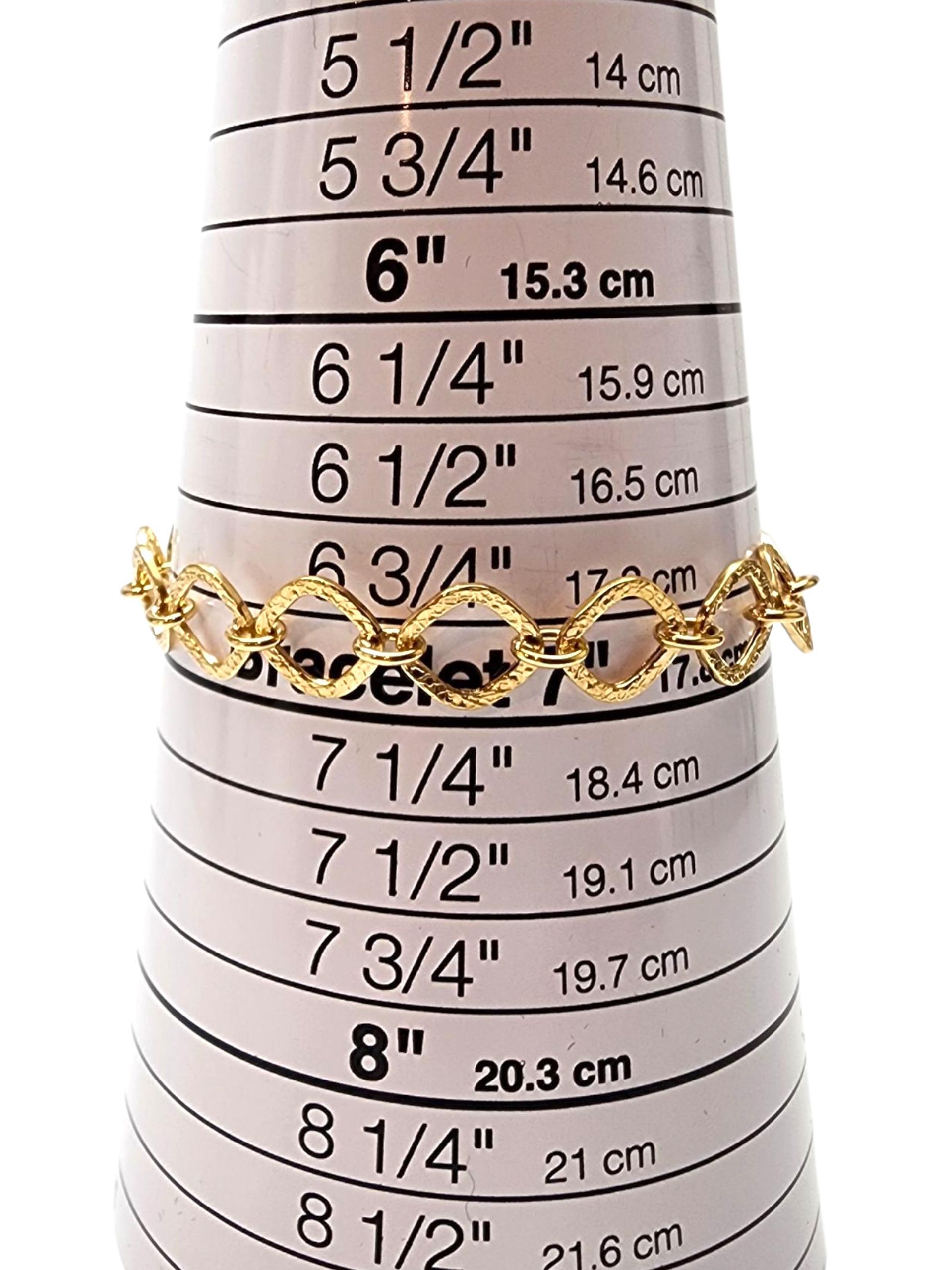 Women's 18K Yellow Gold Square-Link Chain Bracelet #22807 For Sale