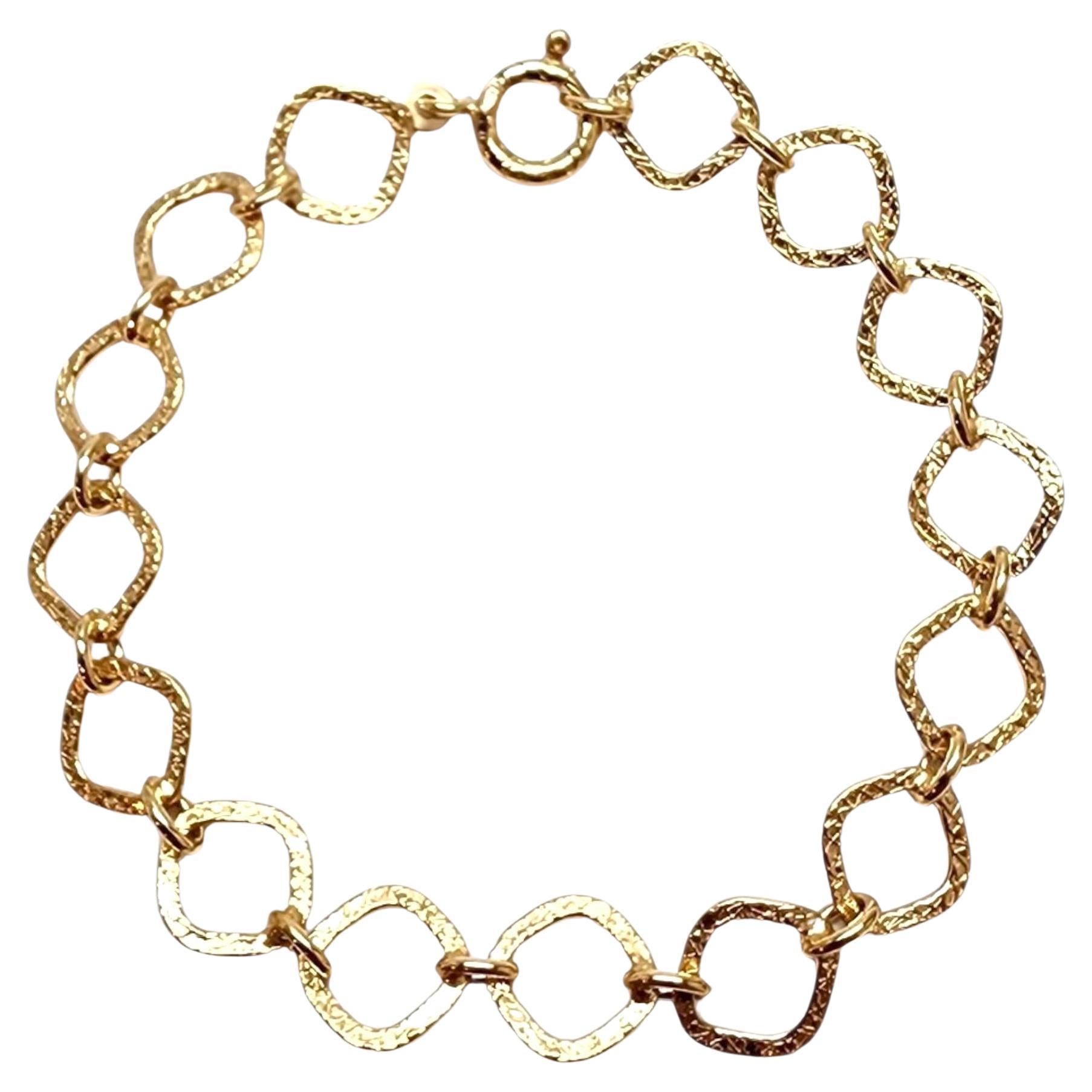 18K Yellow Gold Square-Link Chain Bracelet #22807 For Sale