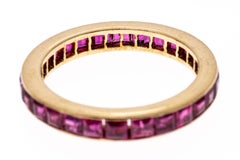 18k Yellow Gold Square Ruby Channel Eternity Band Ring, App. 2.70 TCW
