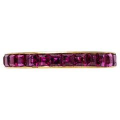 18k Yellow Gold Square Ruby Channel Eternity Band Ring, App. 2.70 TCW