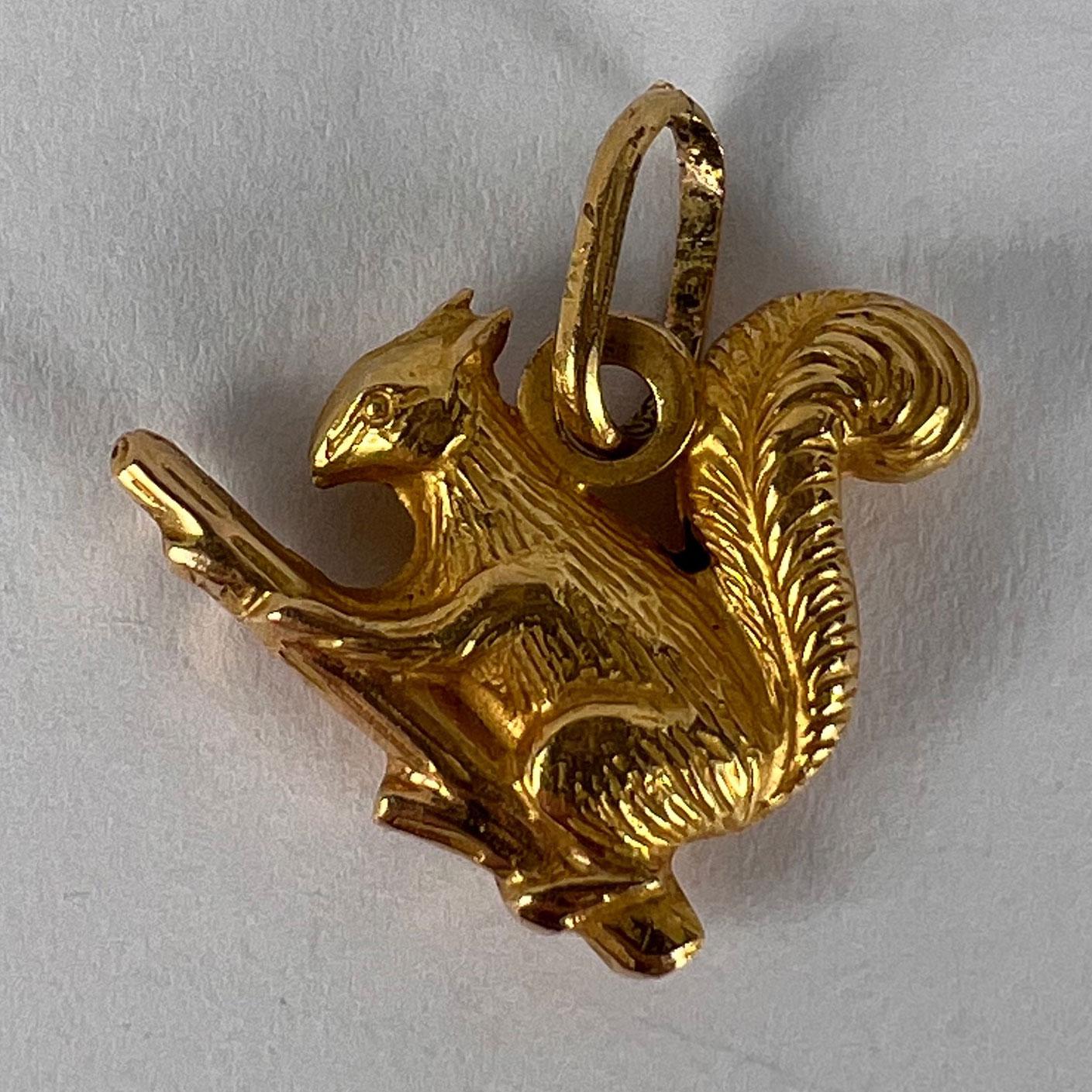 18K Yellow Gold Squirrel Charm Pendant 6