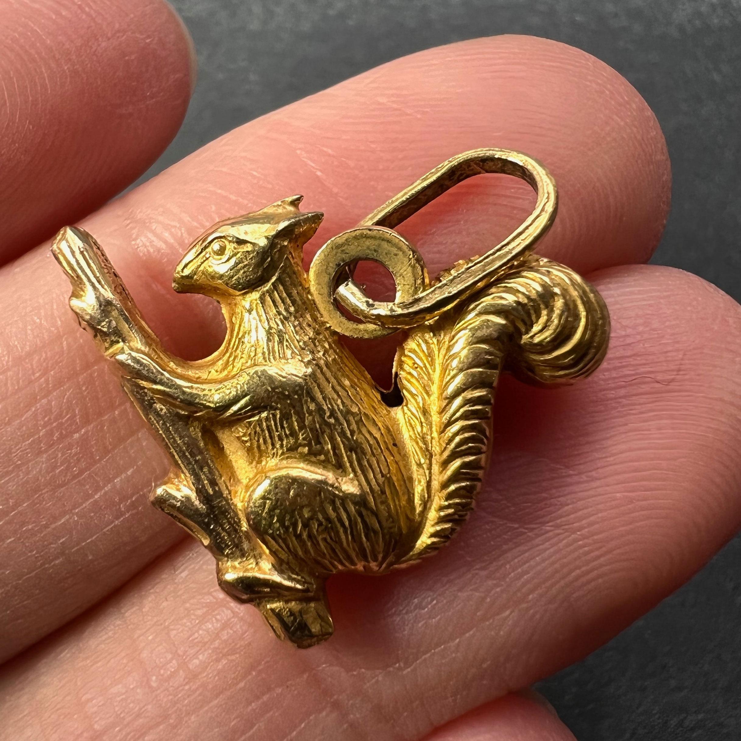18K Yellow Gold Squirrel Charm Pendant 4