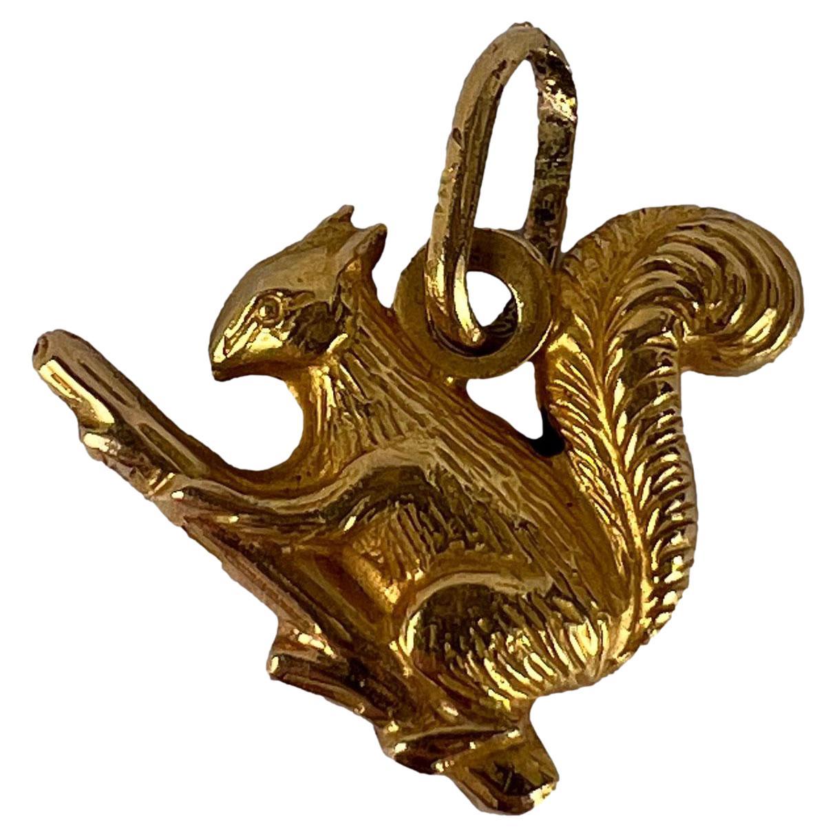 18K Yellow Gold Squirrel Charm Pendant