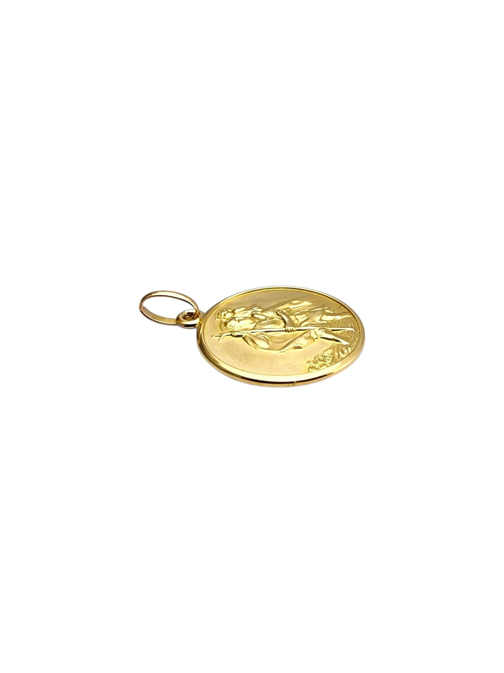 Women's 18K Yellow Gold St. Christopher Charm #22752 For Sale