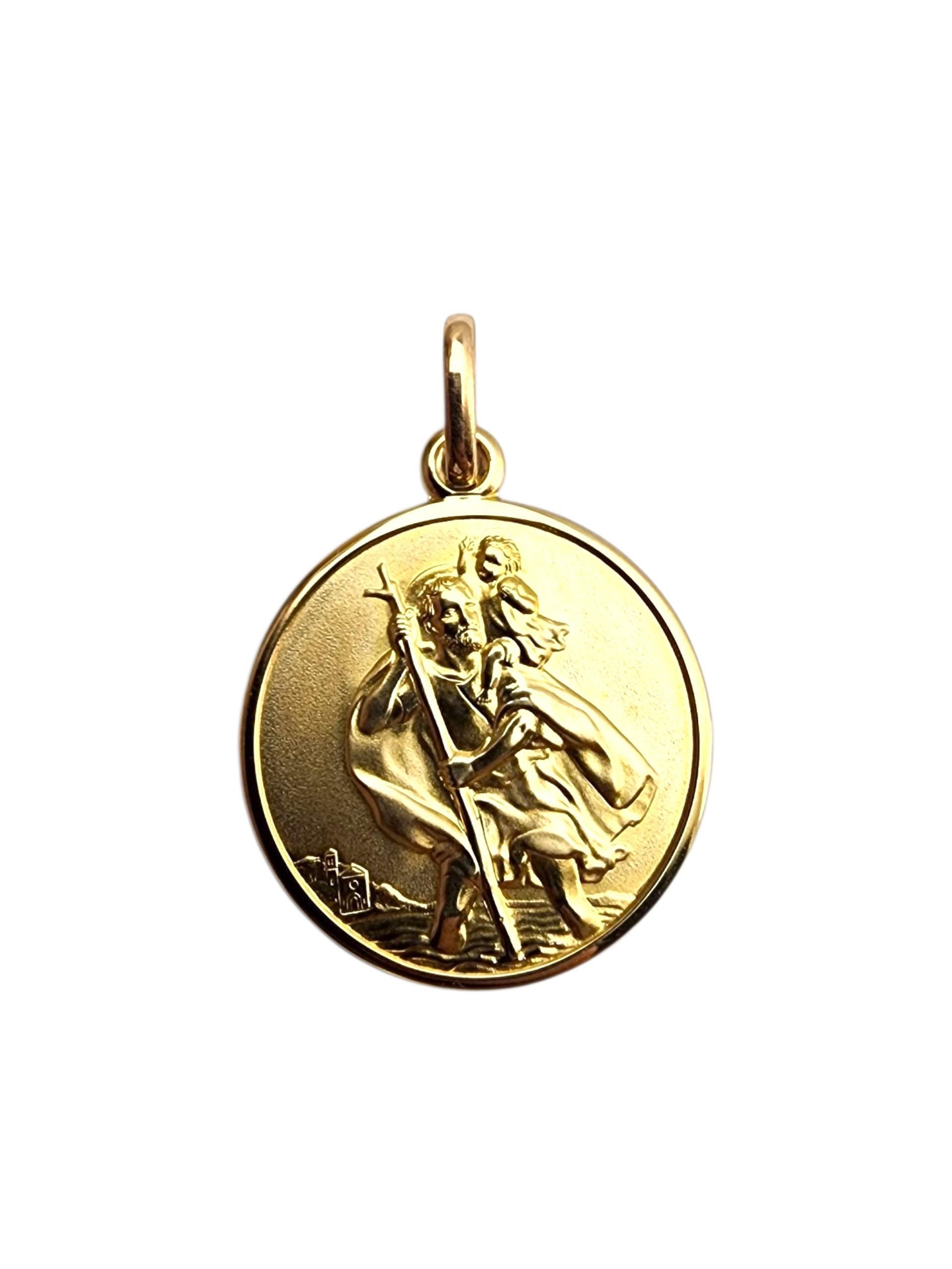 18K Yellow Gold St. Christopher Charm #22752 For Sale