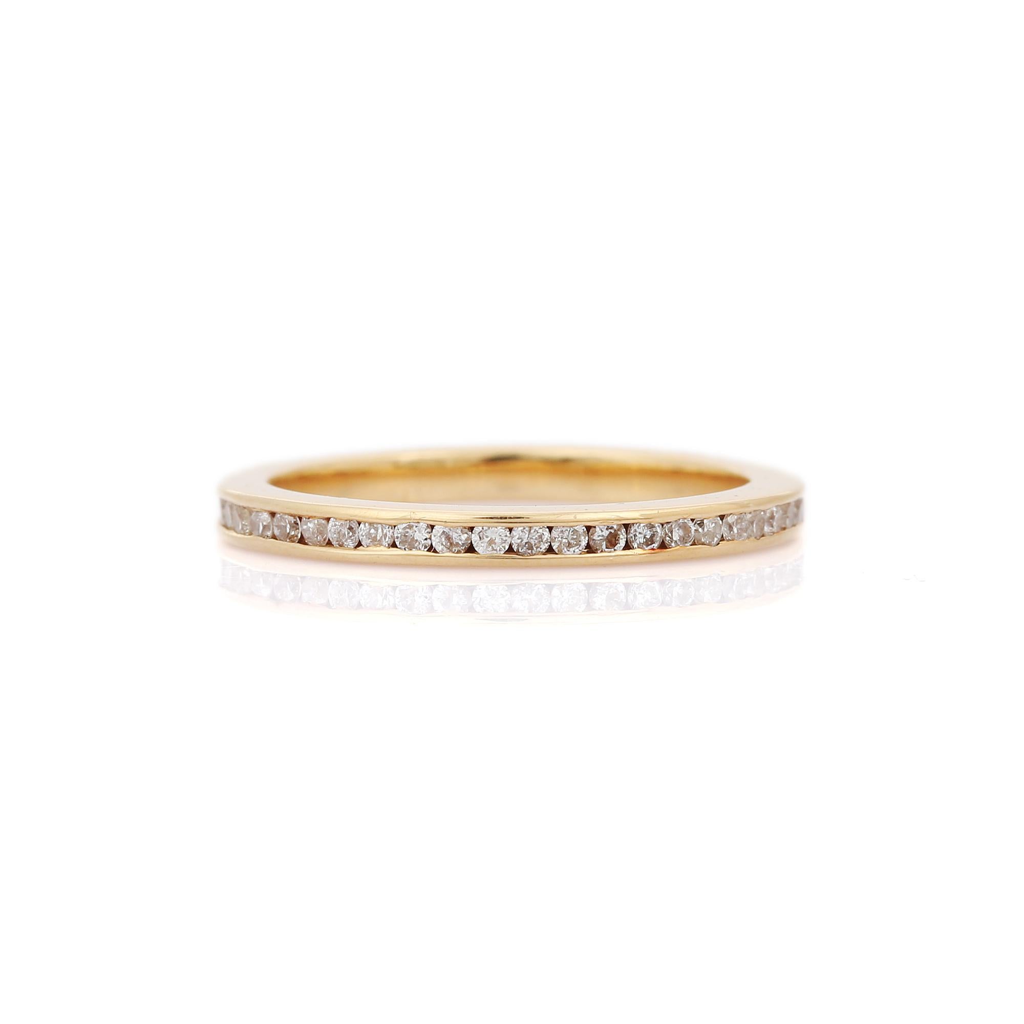 For Sale:  18K Yellow Gold Stackable Everyday Diamond Eternity Band Ring, Christmas Gifts 9