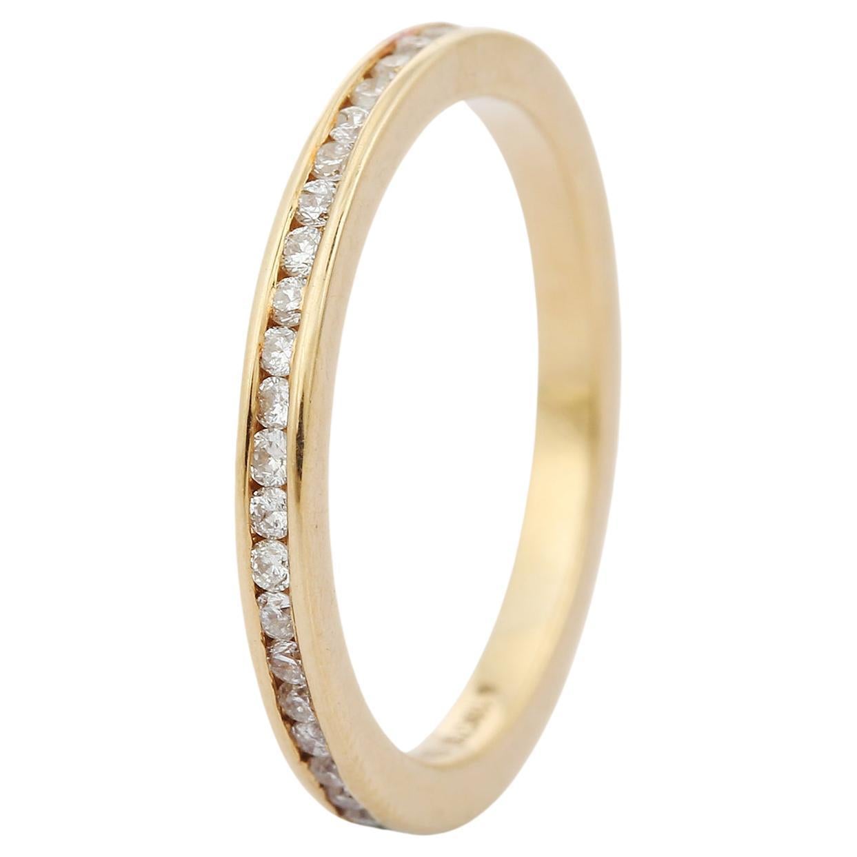 For Sale:  18K Yellow Gold Stackable Everyday Diamond Eternity Band Ring, Christmas Gifts