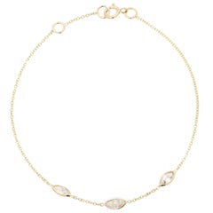 18k Yellow Gold Stackable Natural Diamond Chain Bracelet