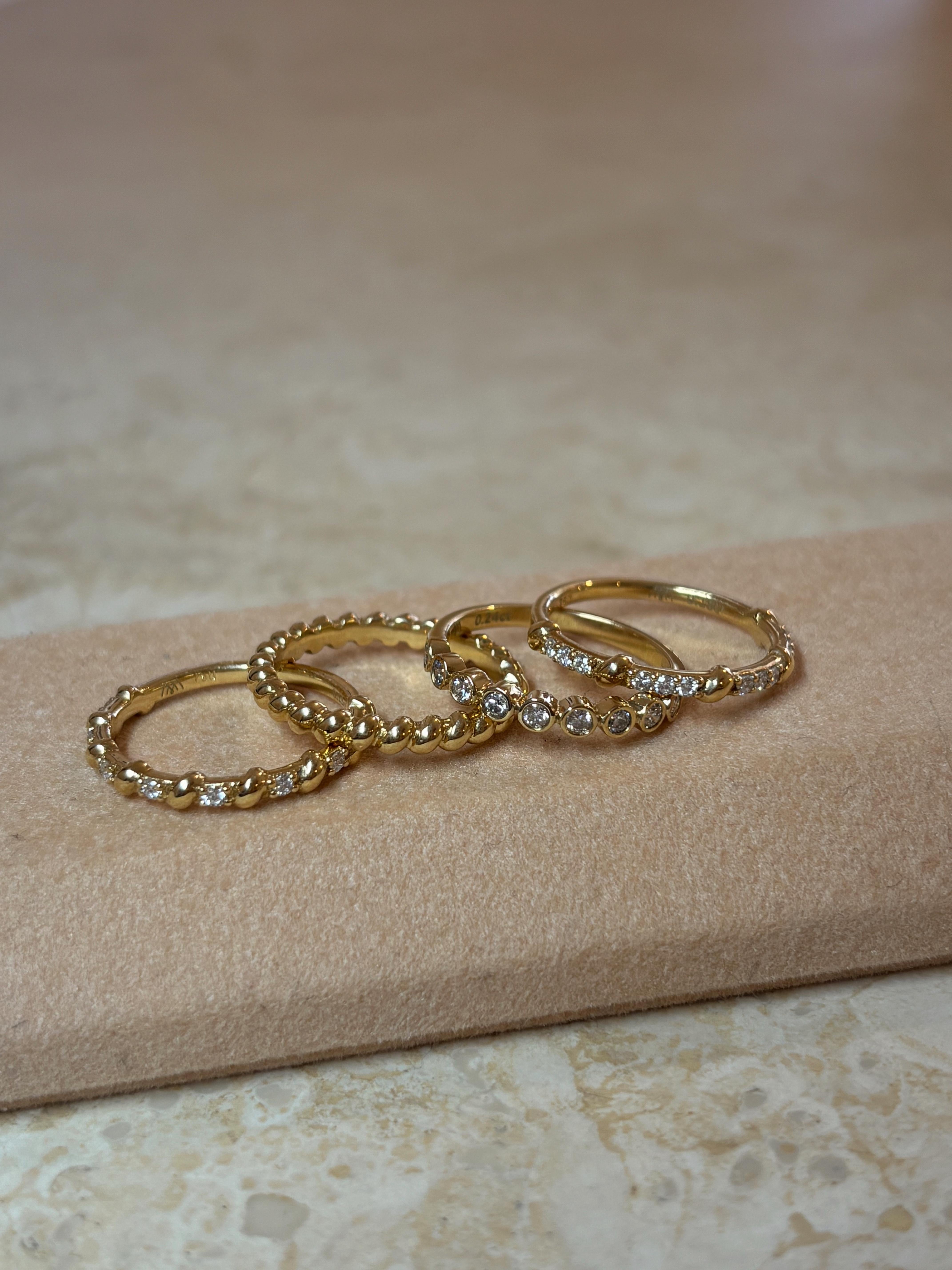 For Sale:  18K Yellow Gold stacking ring with rope detail 5