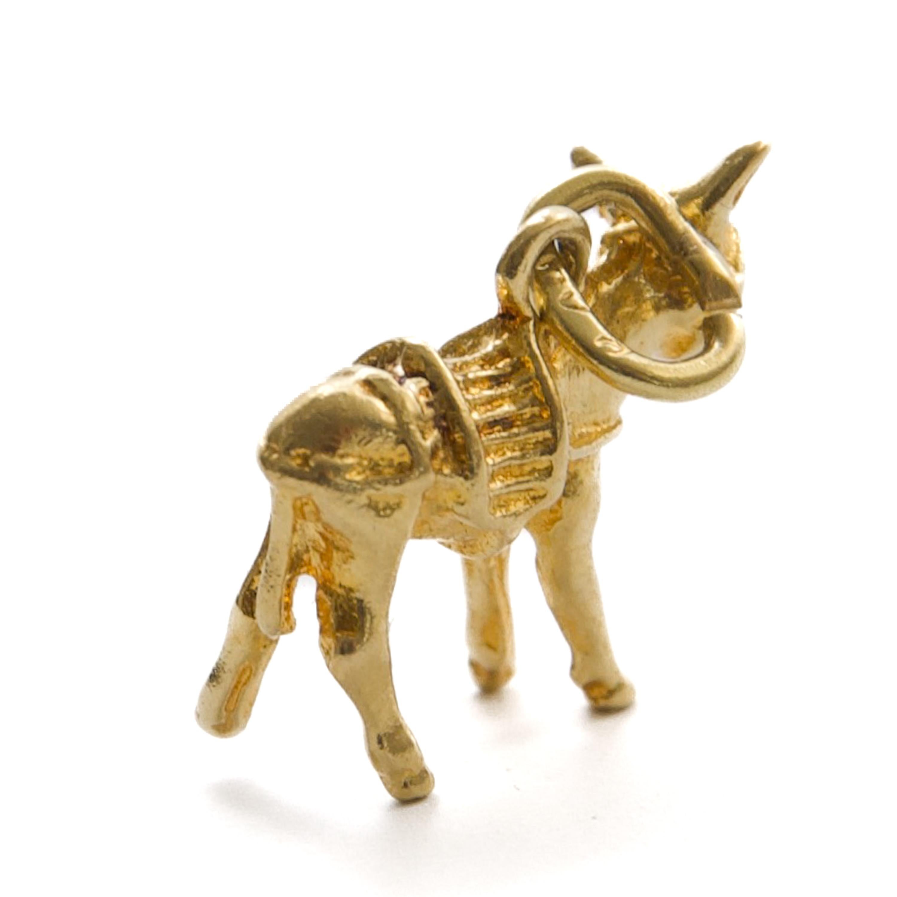 Pendentif en or jaune 18K avec breloque en forme d'âne debout Bon état - En vente à Rotterdam, NL