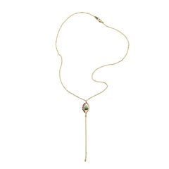 18k Yellow Gold Star Evil Eye Lariat with Turquoise Center and Ruby Lashes