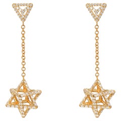 18K Yellow Gold Star of David Diamond Drop Earrings – Luxury Spiritual Jewelry