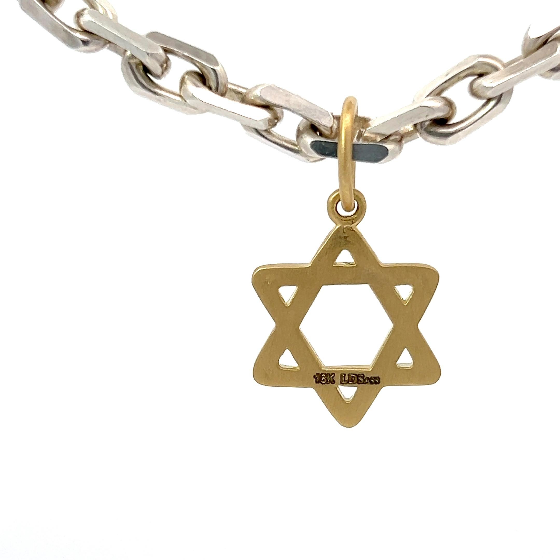 18k Yellow Gold Star Of David Pendant For Sale 6