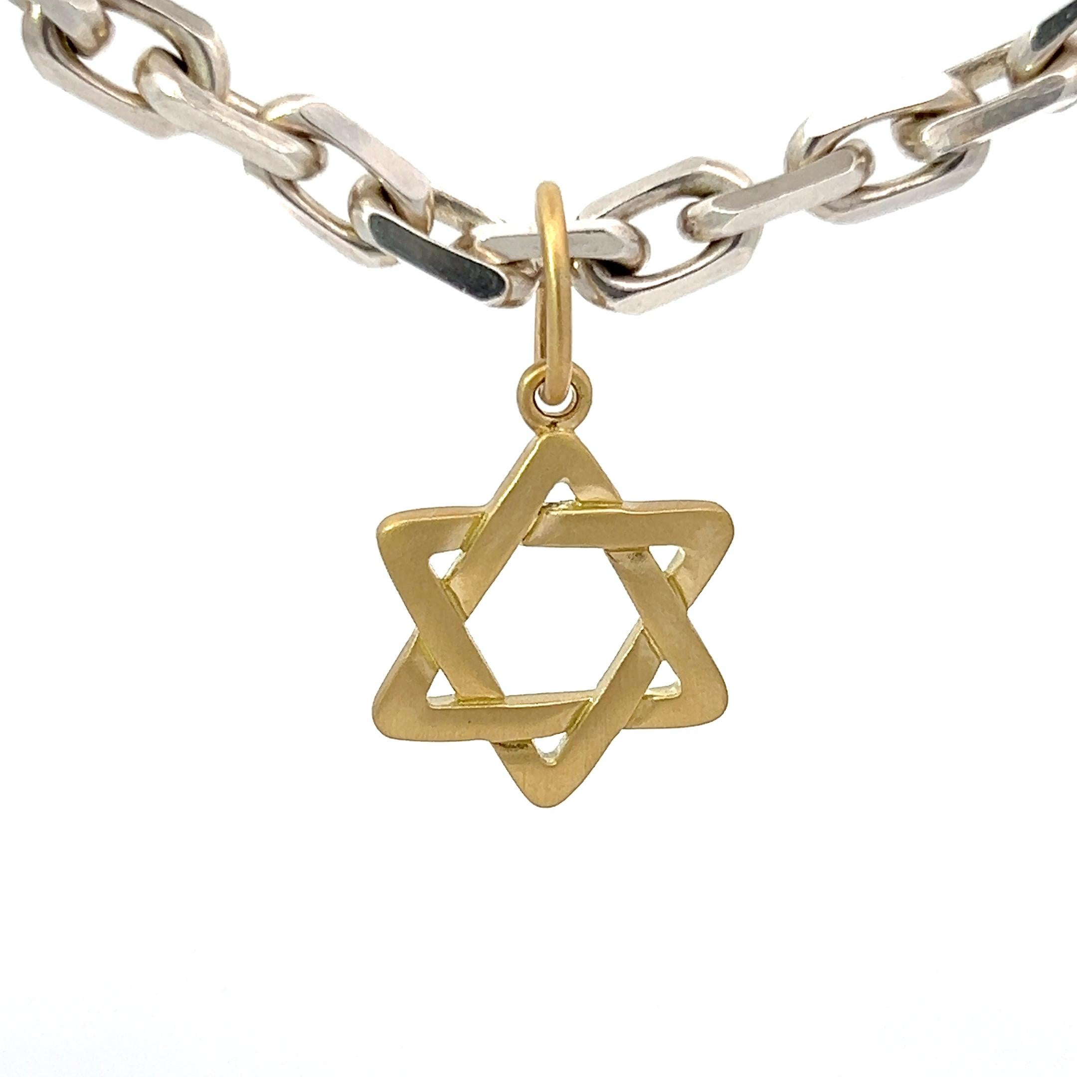 18k Yellow Gold Star Of David Pendant For Sale 8