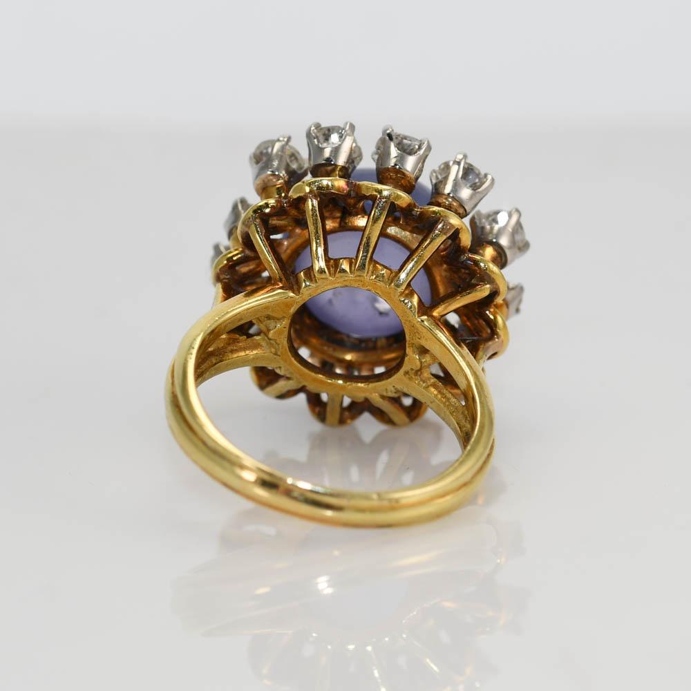 18 Karat Gelbgold Ring mit Sternsaphir und Diamant 10,8 g (Cabochon)