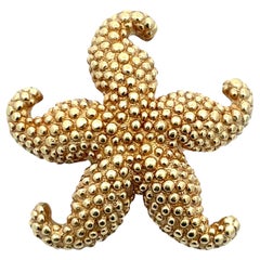 18K Yellow Gold Starfish Pin