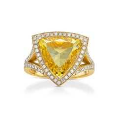 18K Yellow Gold Statement Ring w 5.04 TCW Fancy Intense Yellow Natural Diamond