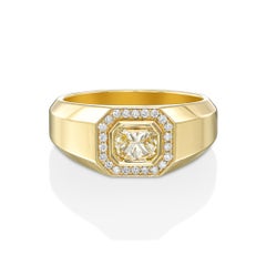 18k Yellow Gold Statement Ring With 1.00 Carat Radiant Cut Natural Diamond