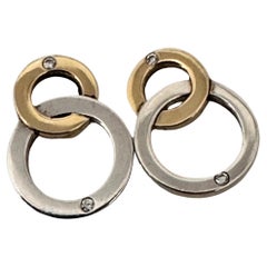 18 Karat Gelbgold Sterlingsilber .925  & 4 Diamanten 16 x 22 mm "8" Post-Ohrringe mit Diamanten