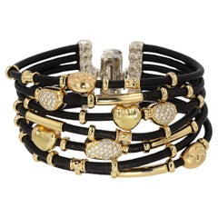 18K Yellow Gold, Sterling Silver and Pavé Diamond Seven-Strand Bracelet