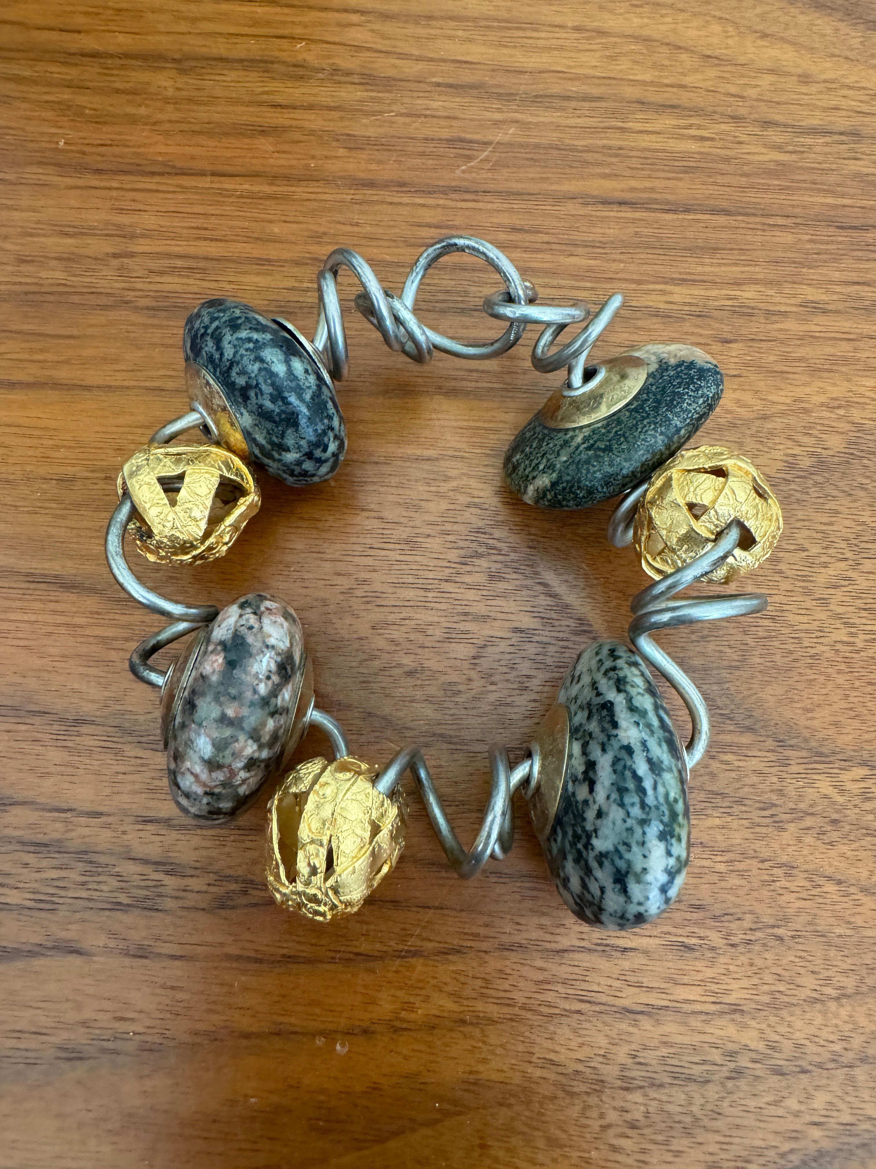 Bracciale in oro giallo 18k e argento Kathleen Dennison realizzato a mano in vendita 2