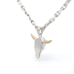 18k Yellow Gold Sterling Silver Steer Head Longhorn Amethyst Pendant