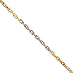 18K Yellow Gold & Sterling Silver Two Tone Choker Rolo Cable Link Chain Necklace