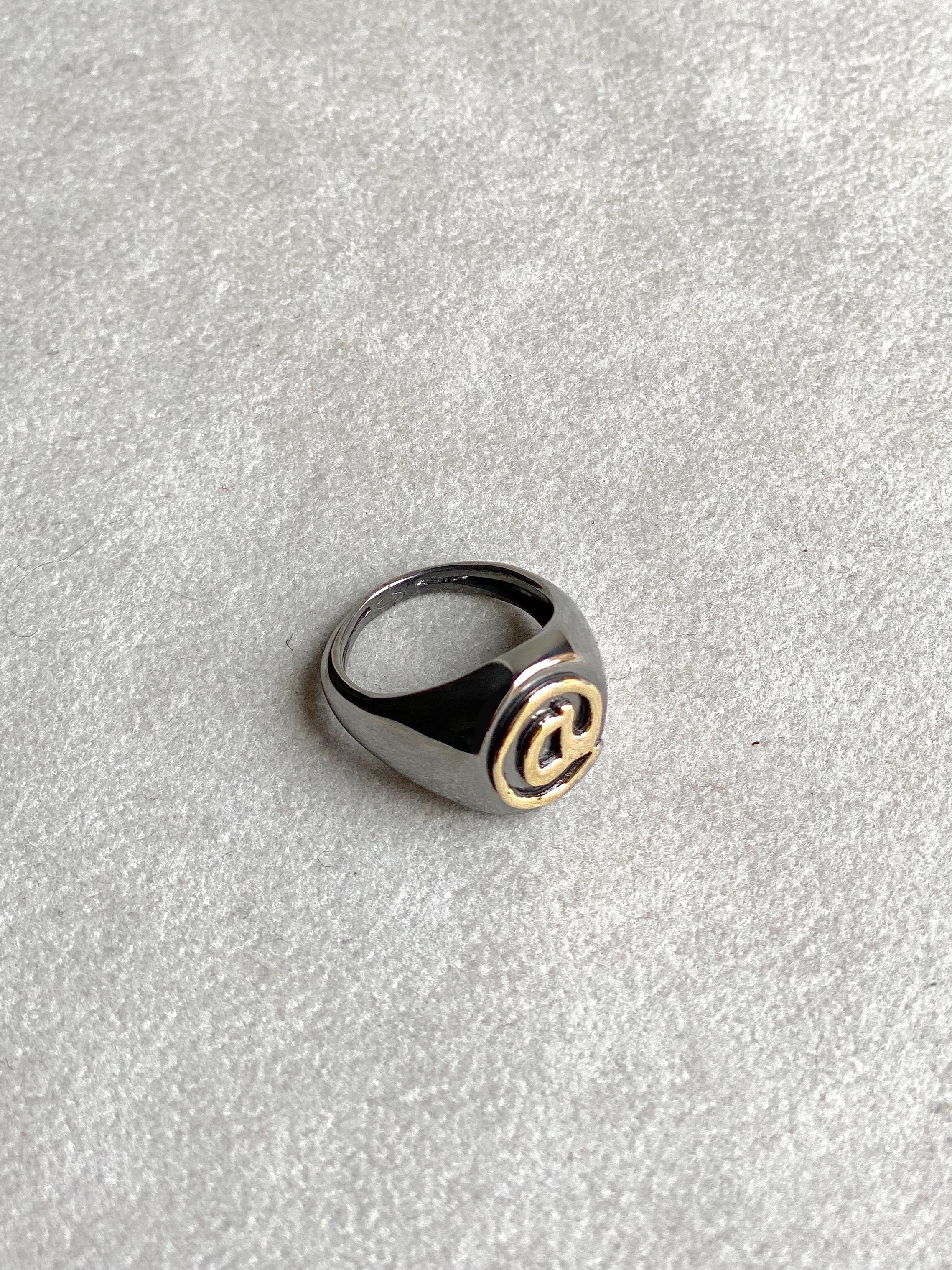 Contemporary 18K Yellow Gold @ Sterling Silver Unisex Signet Ring For Sale