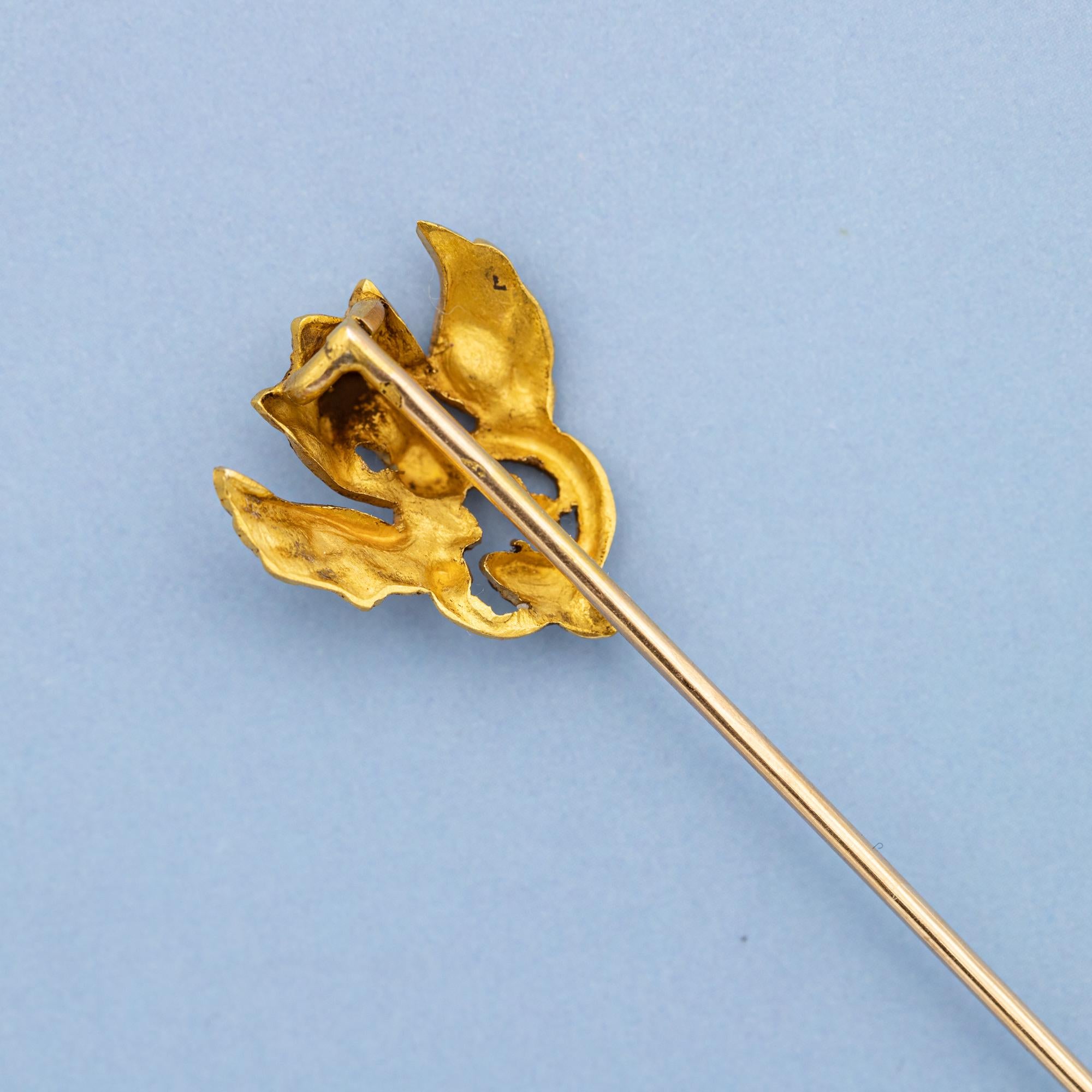 Épingle bâtonnière Griffin en or jaune 18 carats - Épingle ancienne de cravate de dragon français en vente 2
