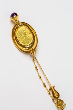 18k Yellow Gold Stick Pin With Amethyst