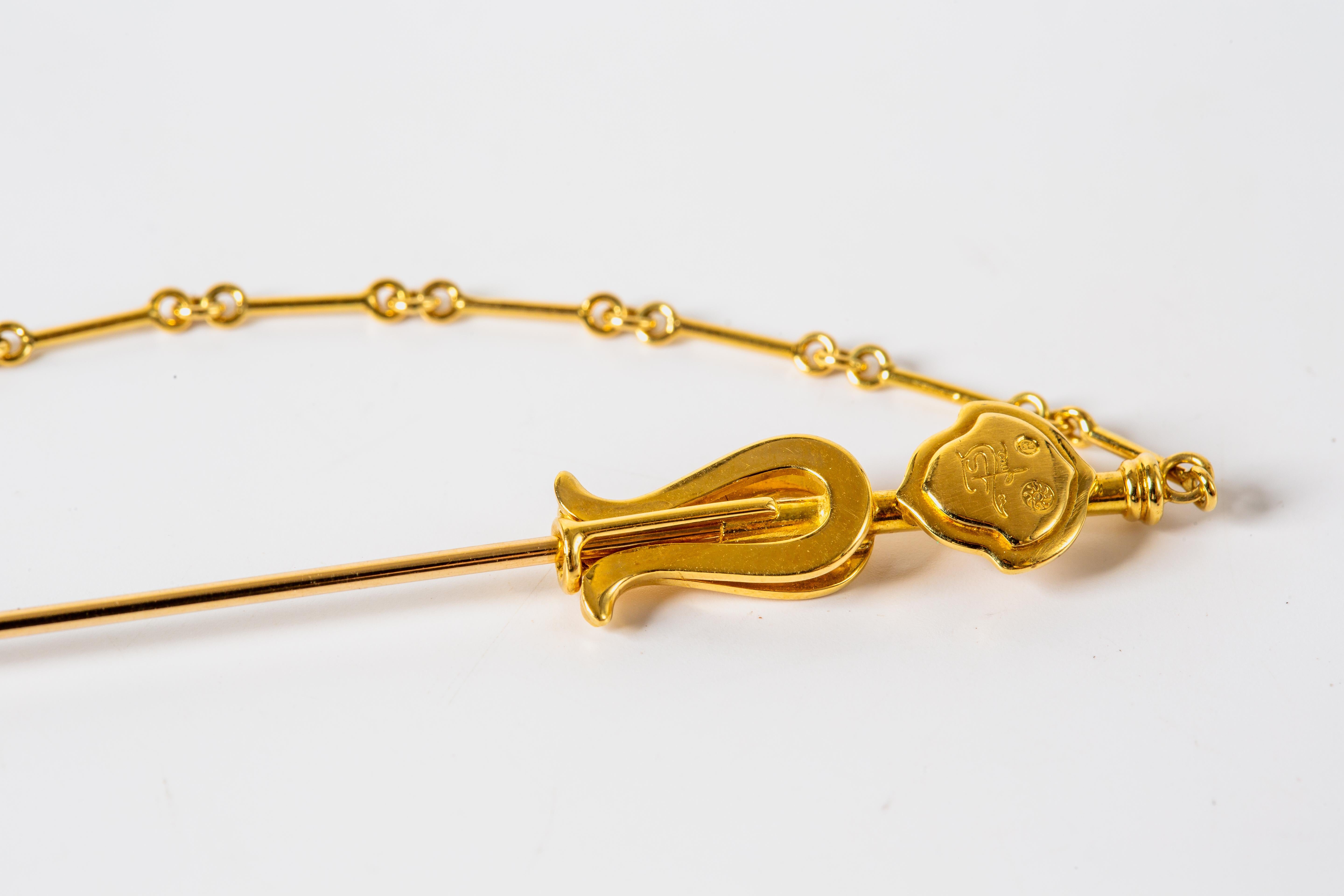 Spilla a bastoncino in oro giallo 18k con ametista in vendita 1