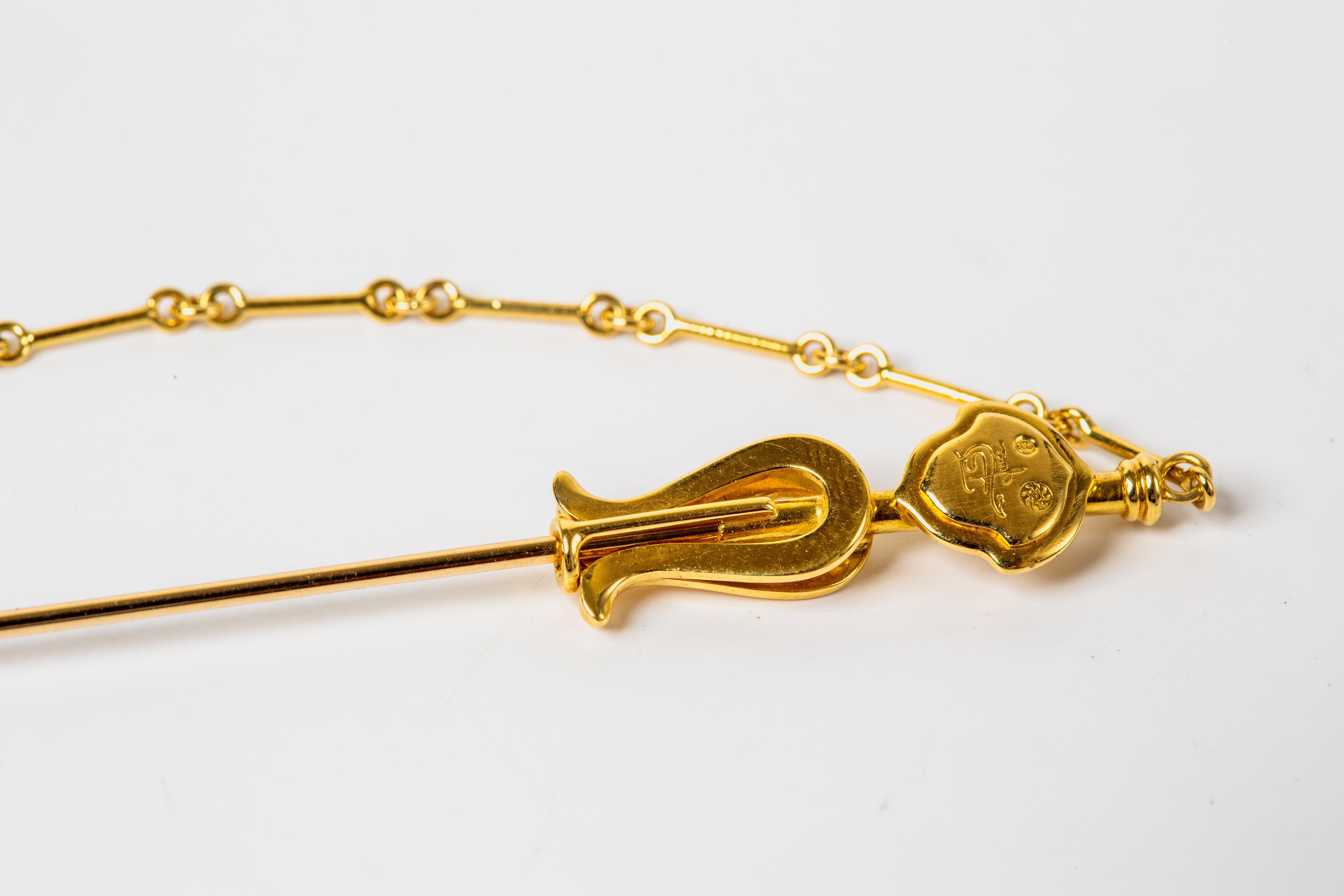 Spilla a bastoncino in oro giallo 18k con ametista in vendita 2