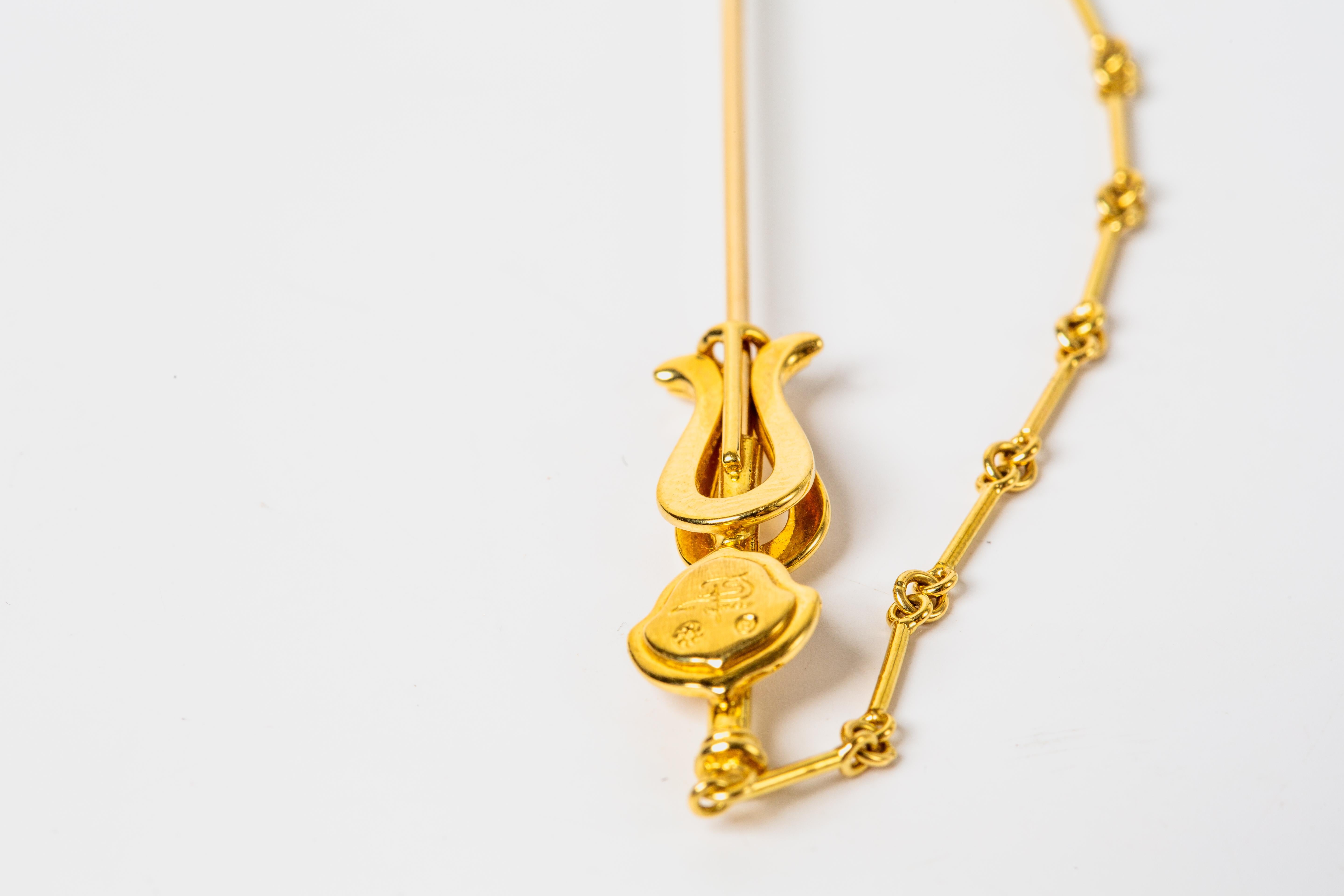 Spilla a bastoncino in oro giallo 18k con ametista in vendita 3